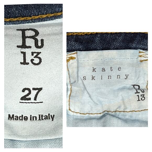 R13 Kate Skinny Jeans Womens 27" Seattle Vintage RIP Low-Rise Distressed Stretch - Picture 4 of 14